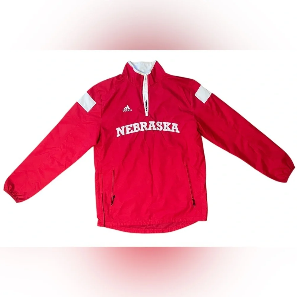 Nebraska Cornhuskers Red Adidas 1/4 Zip light Jacket Size Adult Small